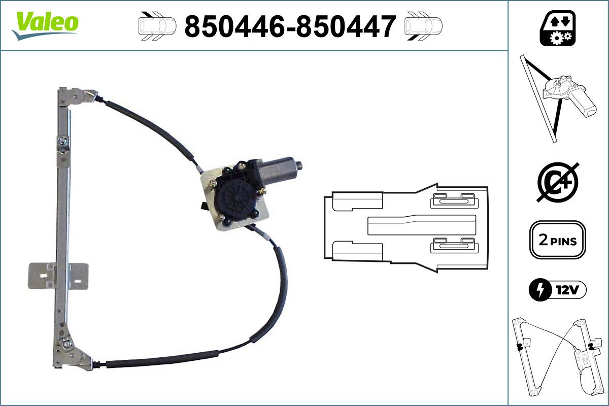 Cam Mekanizmasi Elektrikli Arka Sol Passat 1,6 / 1,8 / 1,9 / 2,0 | VALEO 850446 | OEM 357839461C