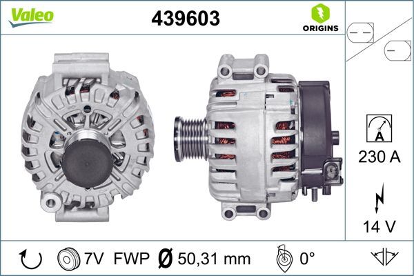 Alternator 14 V /230 A Bmw E70 06>10 | VALEO 439603 | OEM 12317560988 12317560988 12317560989 12317560989