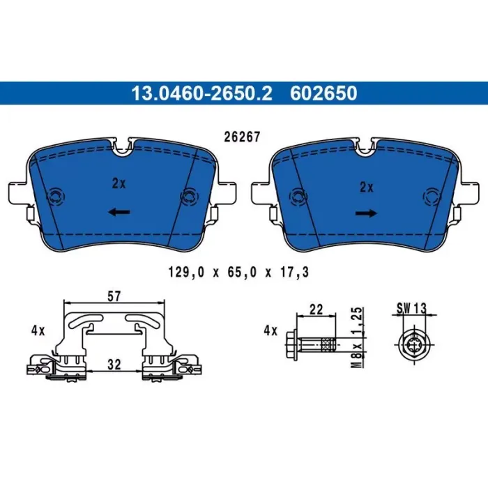 Fren Balatasi Arka A6 A7 Q8 19> A8 18> Q7 16> | ATE 13 0460-2650 2 | OEM 4M0698451AB 4M0698451AB 4M0698451P 4M0698451M 4M0698451R 4M0698451P 4M0698451M 4M0698451R