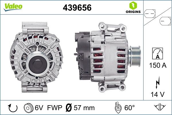Alternator Audi A6 2,0 TFSI | VALEO 439656 | OEM 06D903016D 06D903016D 06D903016DX 06D903016DX