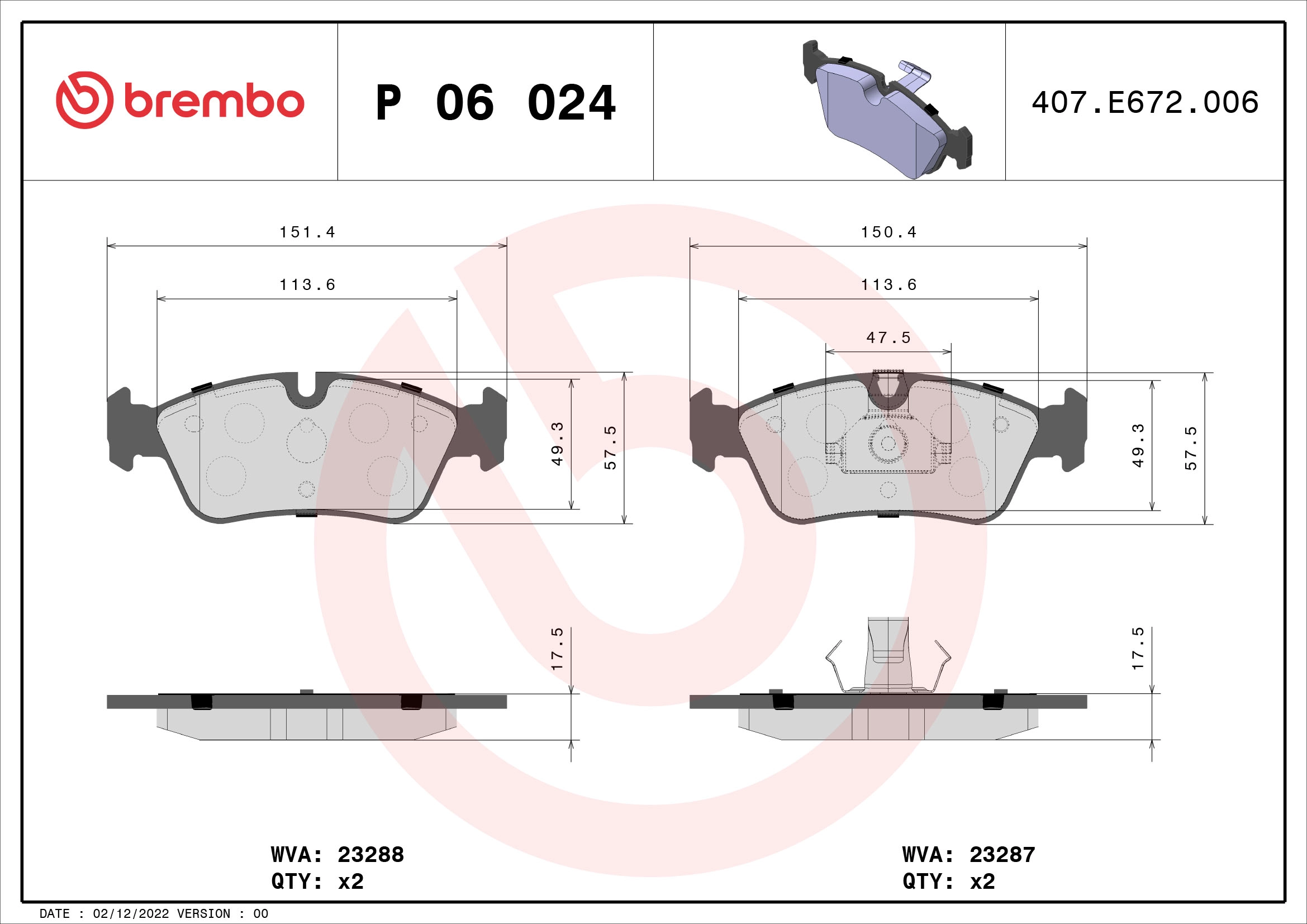 Fren Balatasi On Bmw E46 E36 91>05 | BREMBO P06024 | OEM 34116761244