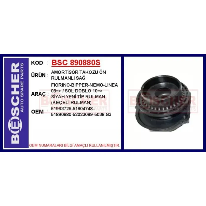 Amortisor Takozu On Sag Fiorino Bipper Nemo Linea 07> Doblo 3 09> Combo 3 10> | BSC 890880S | OEM 52208017 5038.J8 51890880