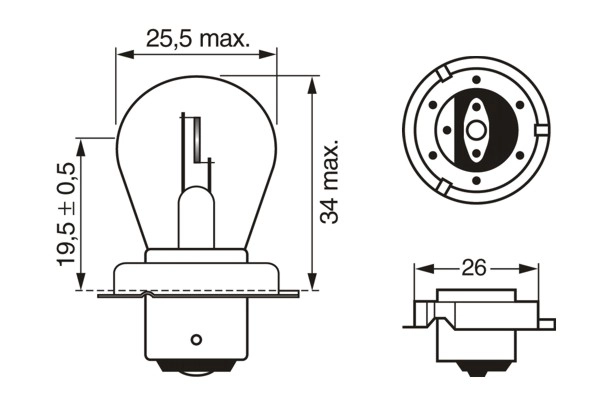 Ampul Pure Light 6 V S3 15 W P26S S3 P26S | BOSCH 1987302606