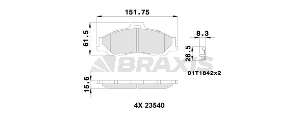 On Fren Balatasi Ranger 2,5TD 4×4 04> 2,5,2,5D 4×4 99>02 06>11 Mazda B2500 01>03 Bt 50 | BRAXIS AB0242 | OEM 4509599