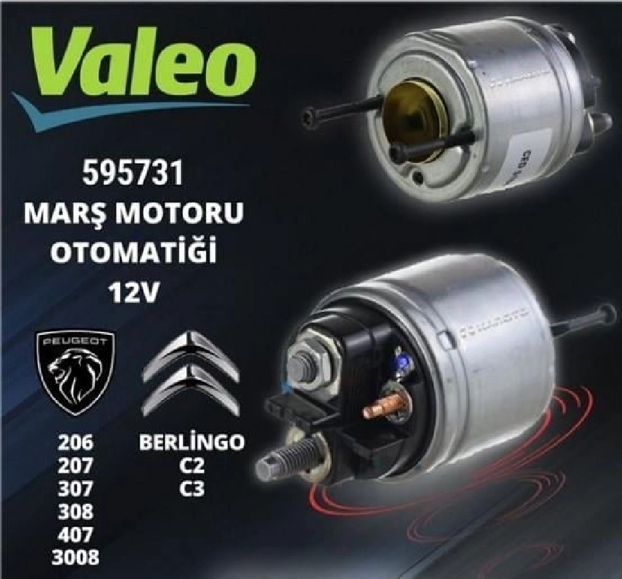 Marş Otom. 12V Citroen Berlingo-C1-C2-C3-C4-Nemo, Peugeot 206-207-307-308-407-Bipper | OEM 595731