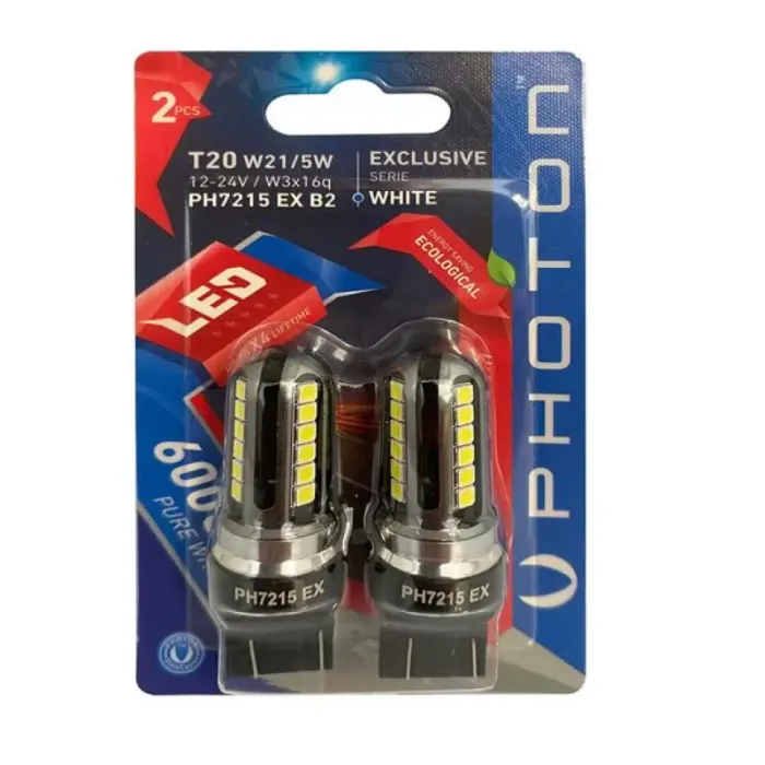 T20 W21/5W Exclusive 12V-24V Led (2'Li Blister) | PHOTON PH7215 EX B2