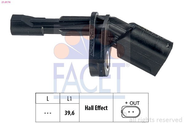 ABS Sensoru Arka Sag Passat 11>15 Cc 09>12 Tiguan 12> Touran 11>15 Q3 12>14 Sharan Alhambra 11>16 | FACET 21.0174 | OEM 1K0927808A WHT003858A WHT003858B