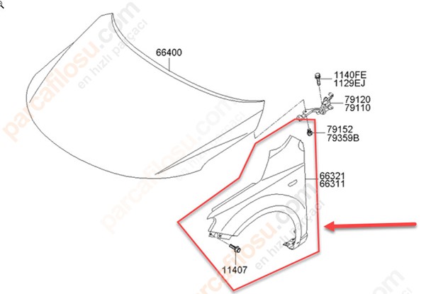 On Camurluk Sol Deliksiz Cerato 09> | SIMYI SYKA056G-001L | OEM 663111M040
