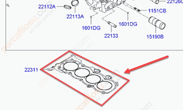 Silindir Kapak Contasi Celik Accent Blue 1.4 Benzinli 2015 -> | HMC 2231103445 | OEM 22311-03445