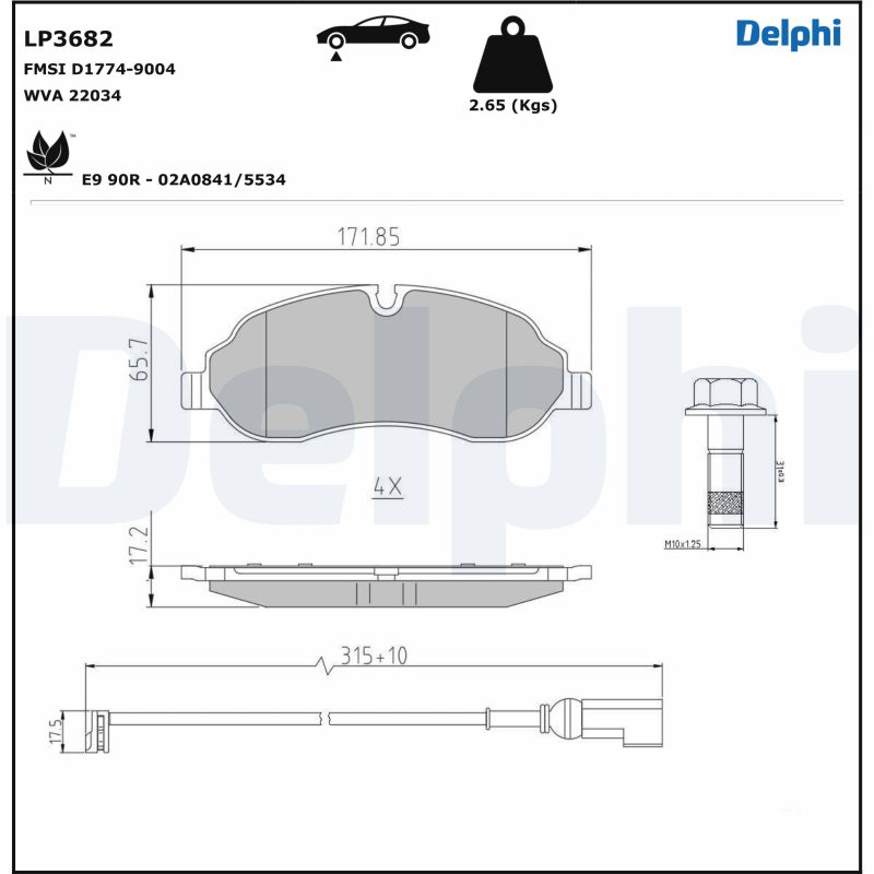 On Fren Balatasi Transit V363 14 /> Arka Ceker Çift Teker | DELPHI LP3682 | OEM BK31 2K021 AC 1840479