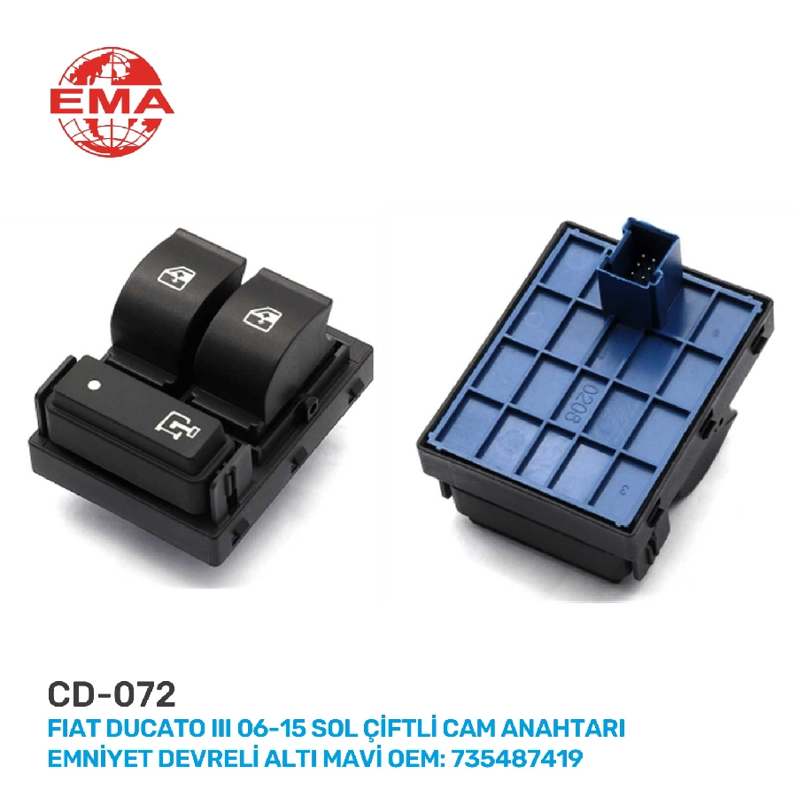 Fiat Ducato 3 06-15 Sol Çiftli Cam Anah. Emniyet Devreli Altı Mavi 8Lİ 735487419 | OEM CD072