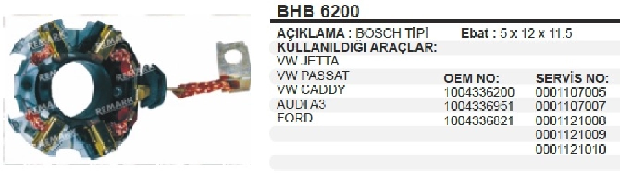 Marş Kömür Yuvası - Jetta-Passat-Caddy, Audi A3, Ford Cit Berlingo 1.9D, Jumpy 1.9D, Partner 1.9D | OEM BHB6200