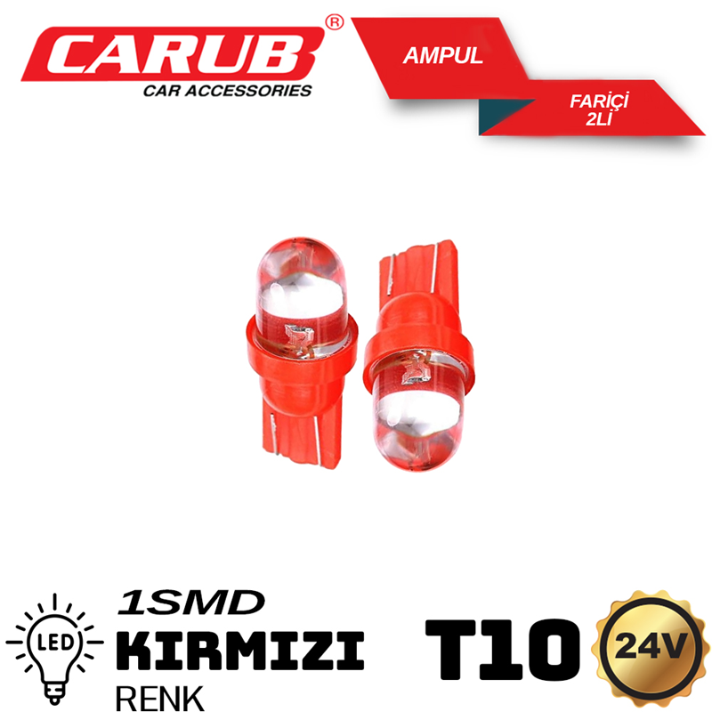 Carub Dipsiz Ampül 24V LED Kırmızı