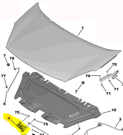 Kaput Kilidi Plastigi Partner Tepe Berlingo 3 08> | LEEOPART LE07934 | OEM 7934.E7