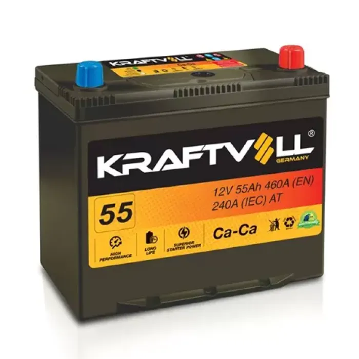 Aku 12V 55 Ah NS60 (238×129×227) Tam Kapali Dar Japon | KRAFTVOLL 18010005
