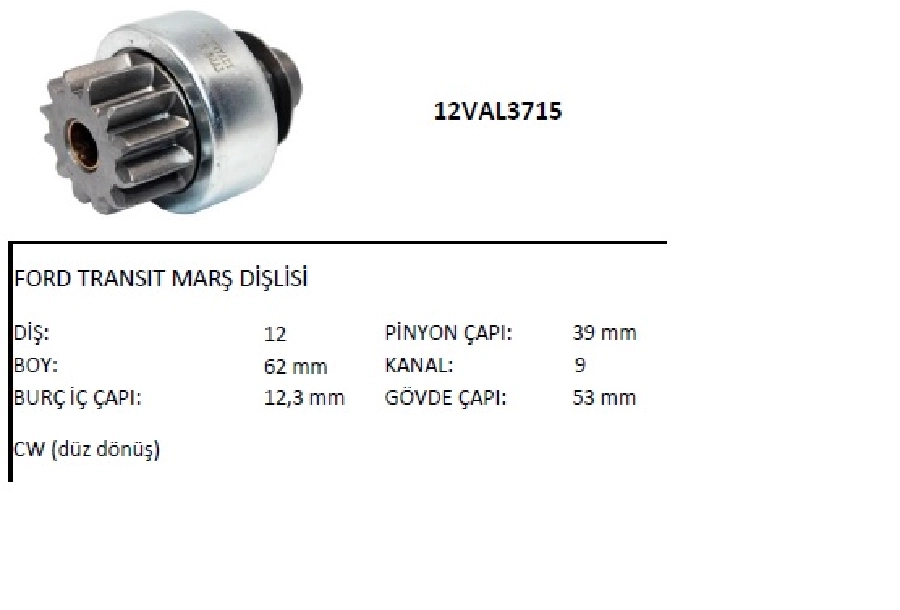 Marş Dişlisi 12D Valeo Tipi 9 Kanal Ford Transit-Peugeot-Citroen | OEM 12VAL3715