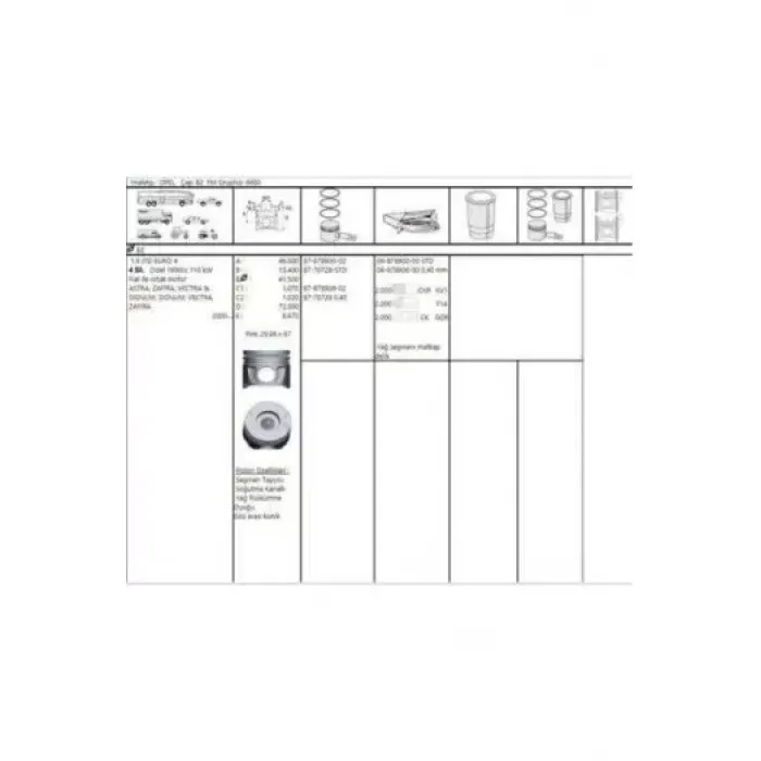 Motor Segmani Z19DT Vectra C Astra H Doblo Stilo Bravo 2 Alfa Romeo 159 147 156 1,9JTD (82,40MM 0,40MM) | AKD 222-3569-40 | OEM 630156