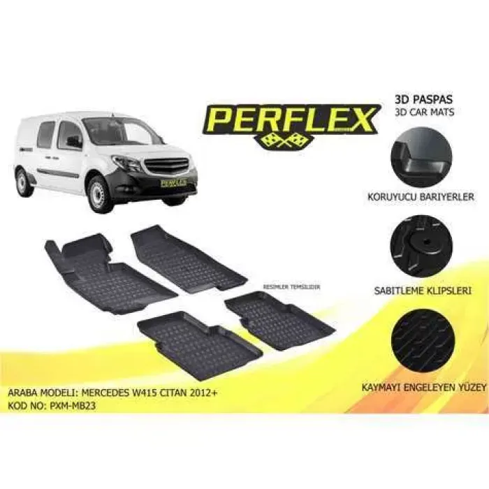 Havuzlu Paspas 3D 10-Mat Siyah Citan 415 12> | PERFLEX PXM-MB23 | OEM A4156801500 A4156840100