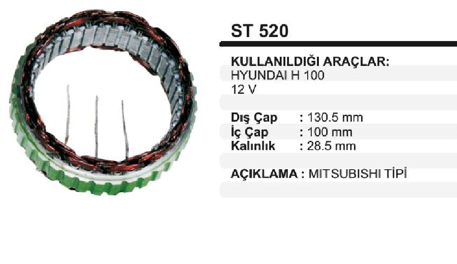 Statör Japon Tip 12V 65A Hyundai H-100 Panelvan-Minibüs (10287) | OEM ST520