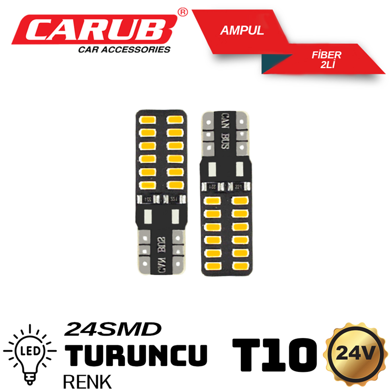Carub 24 Volt T10 Dipsiz Smd Silikon Fiber Turuncu