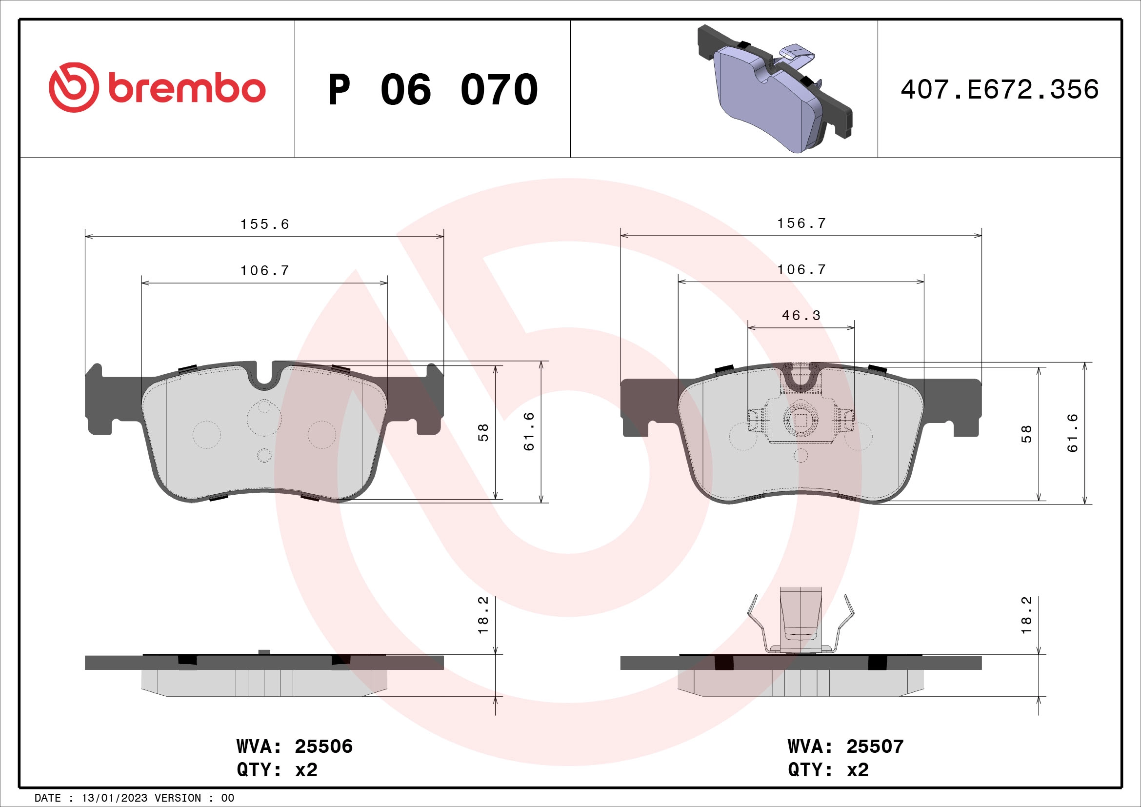 Fren Balatasi On Bmw F20 F21 F30 F31 F32 F33 F36 | BREMBO P06070 | OEM 34116850568 34116850568 34116874331 34116874331