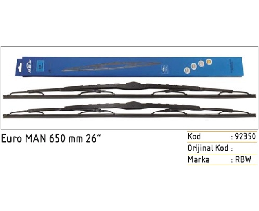 Silgi Paleti (2 Adet) 650mm Grafitli 2 - Euro MAN Pro Eski Model Kancalı | OEM 92350