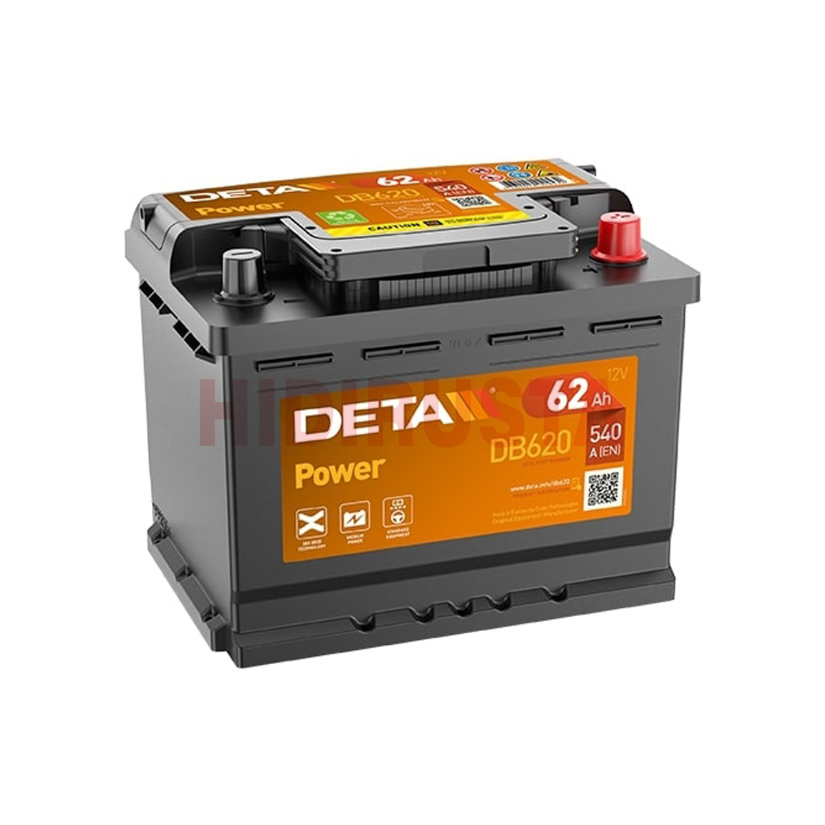 Akü Deta 12V 62 Ah 540A L02 (242×175×190) Tam Kapalı