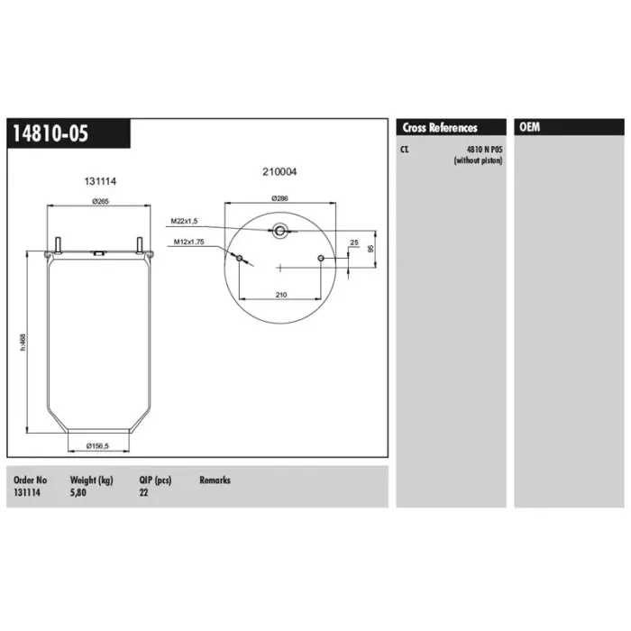 Metalli Koruk Scania-Bpw-Saf | CONNECT MD 14810-05 | OEM 4810NP05 3229222700 3229212700 3229002700 2918V 1723275 SAF2918V