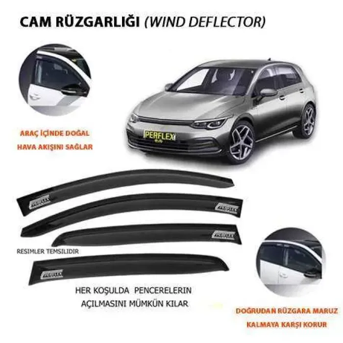 Cam Ruzgarligi Classic Tip 4 Parça Golf 7 2012-2019 | PERFLEX PA4-VW07