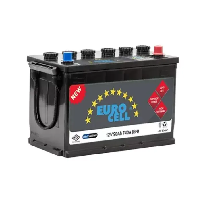 Aku 12V 90 Ah H3 (324×175×227) Tirnakli | EUROCELL 8699358520098