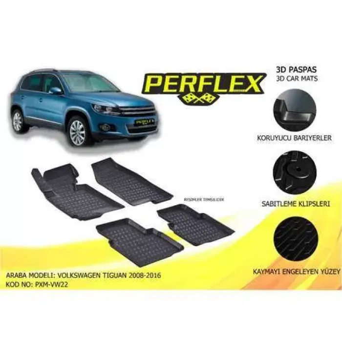 Paspas 3D Havuzlu 10-Mat Tiguan 2008-2016 | PERFLEX PXM-VW22