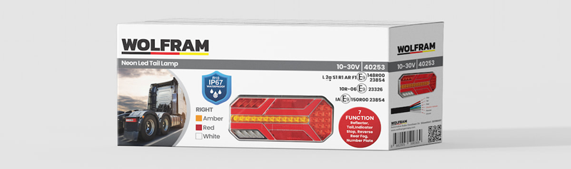 Wolfram Tır ve Dorse Stop Neon LED 7 Fonsiyonlu Sağ 10, 30 Volt