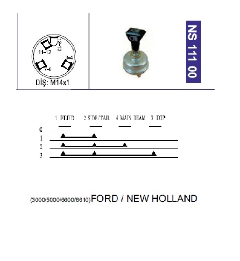 Anahtar Dörtlü Far + Tutamak - Ford | OEM NS11100