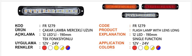 Fr Çakar Lamba 12 Ledli Uzun Kırmızı