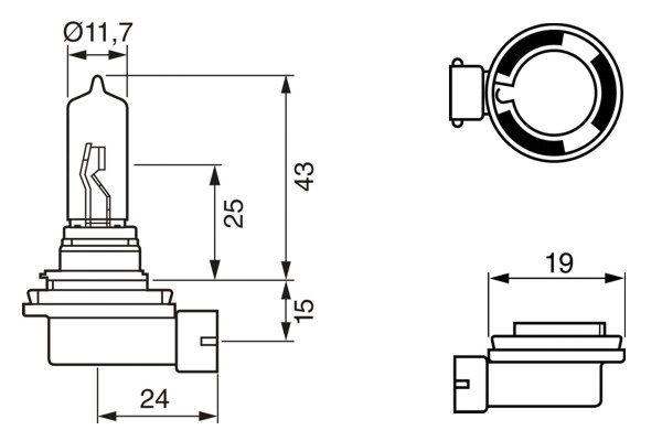Ampul H9 12V 65W Pure Light PGJ19-5 | BOSCH 1987302082 | OEM PGJ19-5