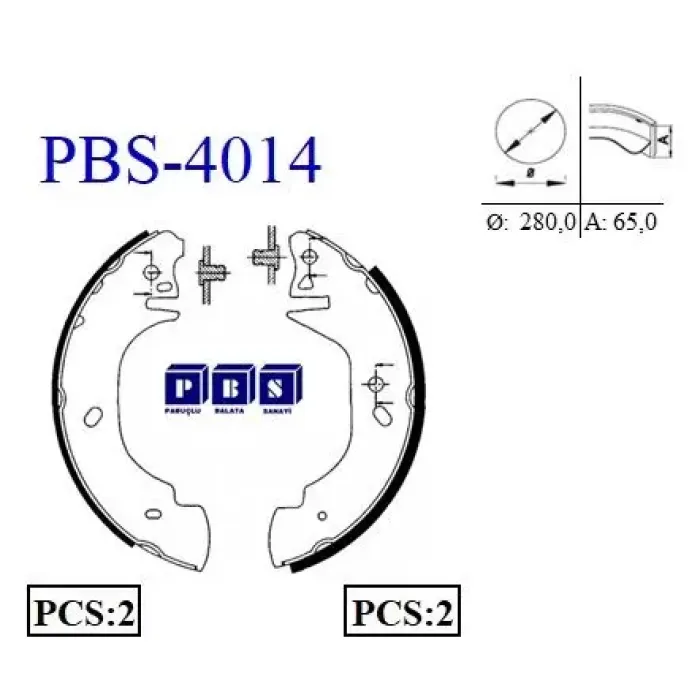 Arka Fren Pabuclu Balata Transit T15 2.5D 80PS / 100PS 92>00 Avrupa 91>94 | PBS 4014 | OEM 92VB 2200 BA 6733350 7125123