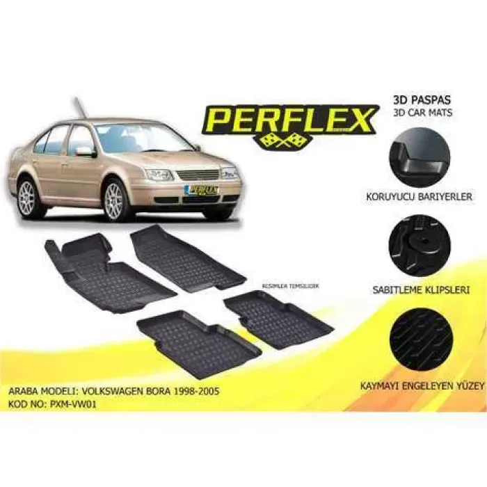 Paspas 3D Havuzlu 10-Mat Bora 1998-2005 | PERFLEX PXM-VW01