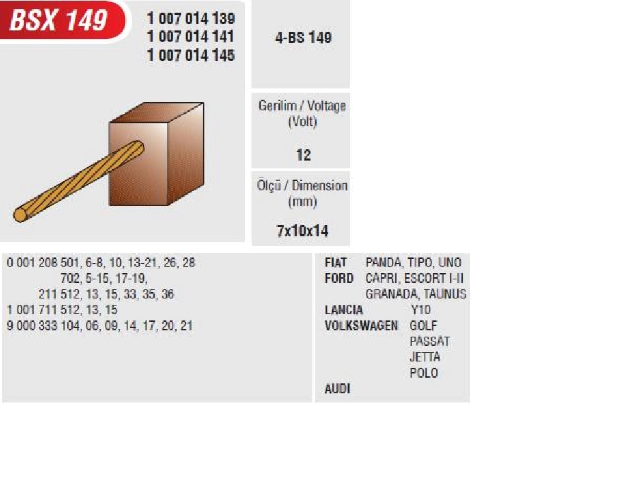 Marş Kömürü - 7X10X14 | OEM BSX149