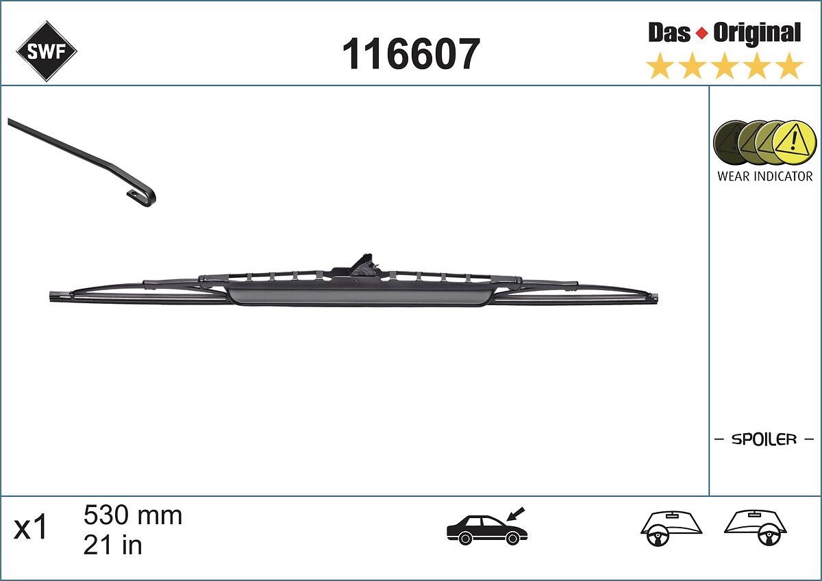 Silecek Supurgesi 530MM Ruzgarlikli Audi A3,A4, Bmw 3 Serisi, Vw Golf 3, Passat (St) / (Swf) | VALEO 116607