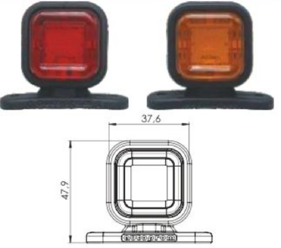 LED Kare Takoz Lambası 16 LED Sarı-Kırmızı 24V | OEM 202204SK