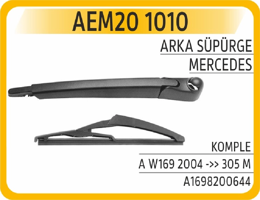 Silgi Paleti Arka + Kol Mercedes A W169 2004 ve sonrası - 305 M A1698200644 | OEM AEM201010