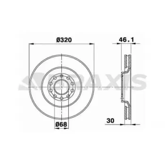 On Fren Disk Aynasi Havali A4 A6 2.0 / 2.0 TFSI / 2.0 TDI / 2.5 TDI / 2.7 TDI / 3.0 / 3.2 FSI / 4.2 Quattro 00> | BRAXIS AD0983 | OEM 8E0615301AD 8E0615301AD 8D0615301M 8D0615301K 8D0615301M 8D0615301K
