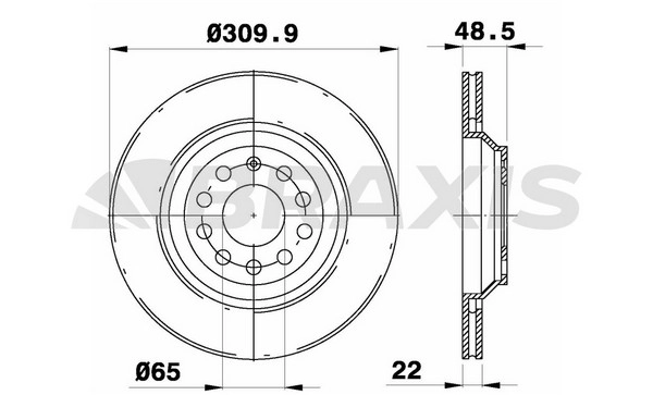 Arka Fren Aynasi Golf V / VI Passat 05> Eos 06>A3 03> Scirocco 08> | BRAXIS AE0531 | OEM 1K0615601N