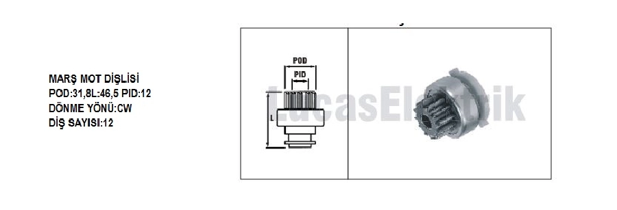 Marş Dişlisi Motorcraft Tip 12D-12K - Ford Kafa Çapı:46mm | OEM SDR9022