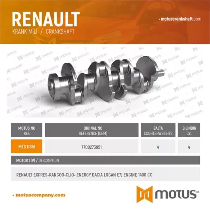 Krank Logan Clio Kangoo Expres 1,4 E7J Energy | MOTUS 851 | OEM 7700273951