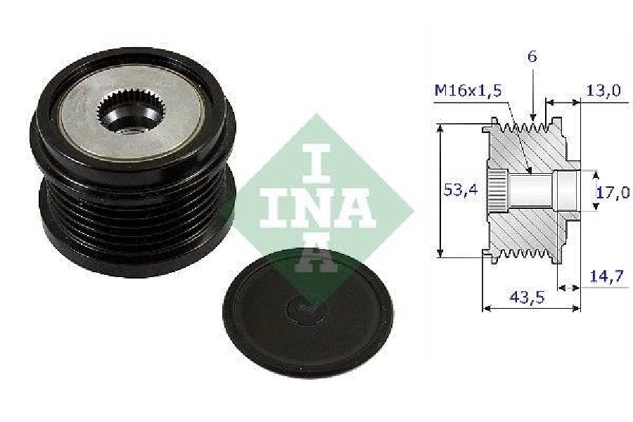 Alternatör Kasnağı (43,5mm) Cmax-Fiesta 6-Focus 3-Kuga 2-Transit-Connect-Courier 1.5-1.6-2.0TDC | OEM 535023710