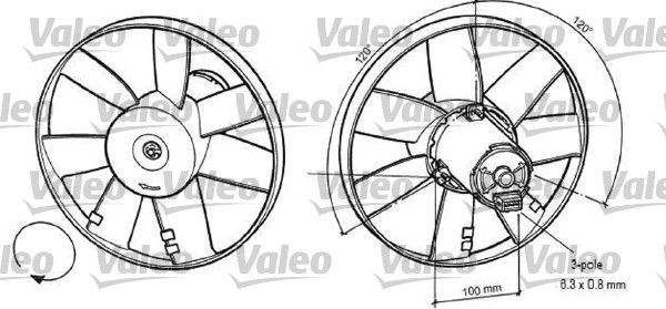 Fan Motoru Ford Galaxy 1,9TD / 2,0I 94>00 Polo 98>01 Sharan 95>10 Arosa 97>04 Alhambra 96>10 | VALEO 696041 | OEM 6N0959455 6N0959455 6N0959455A 6N0959455B 6N0959455A 6N0959455B
