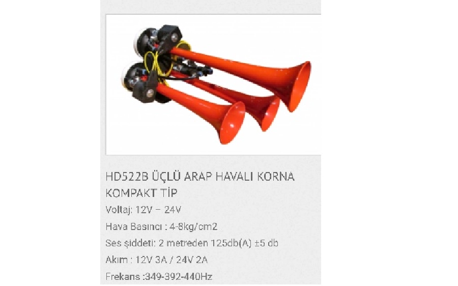 Korna Üç Sesli Havalı İran Şahı (Arap) Korna Kompakt Tip | OEM HD522B24V