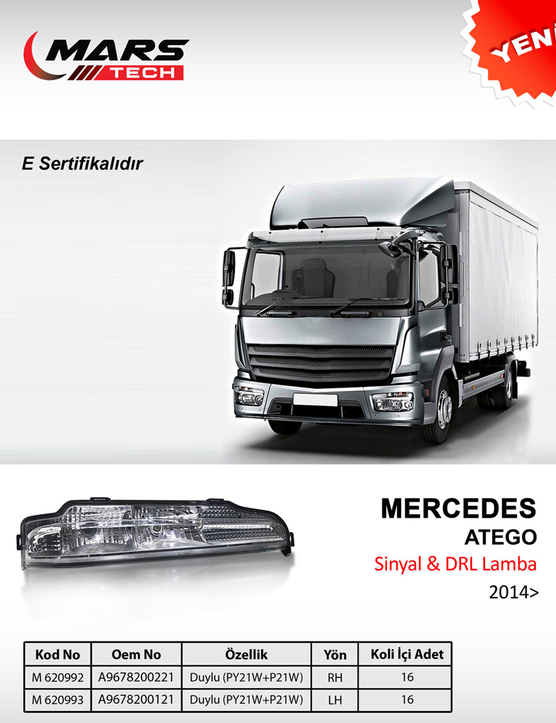 Mars Atego Yeni Model Far Üstü Sinyal Lambası Sol