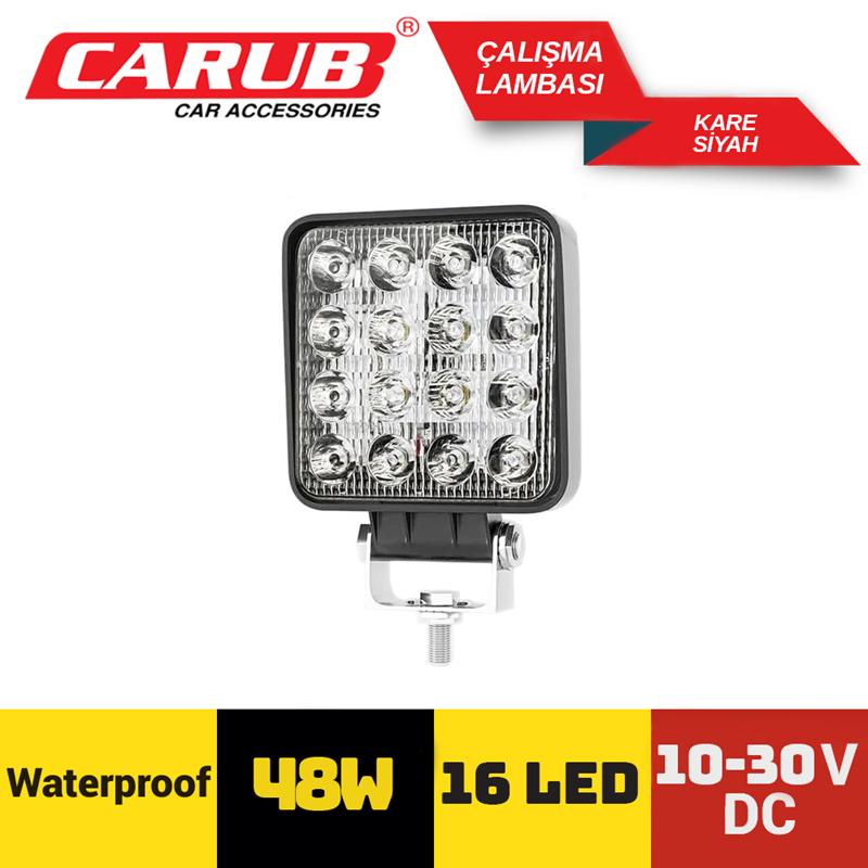 Carub 16 Ledli Çalışma Lambası Kare 10-30V